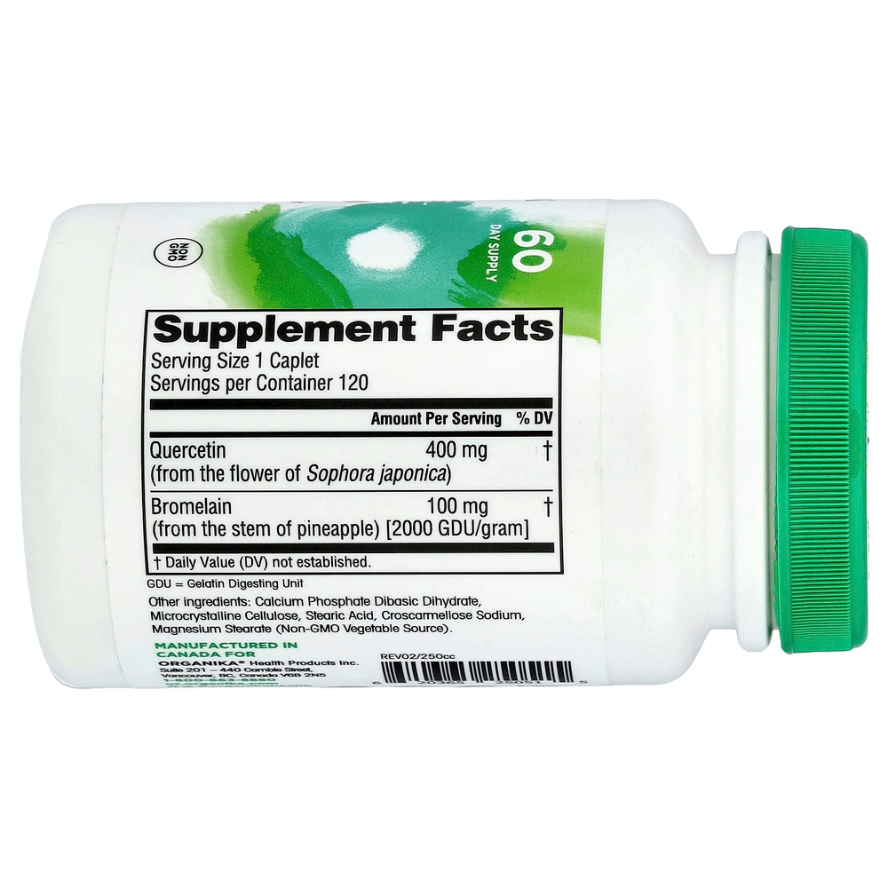 Organika, Quercetin with Bromelain, 120 Caplets