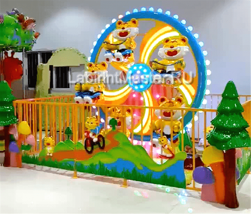 Электрическая Аттракцион карусель «Веселые тигрята», 3,6×2,8×2,7 м