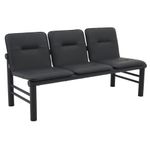 Кресло для посетителей трехсекционное "Троя",1470х600х745 мм, черный каркас, кожзам черный, СМ 105-03 К01