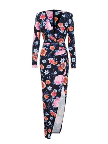 Платье Rose макси с длинным рукавом, мультицвет