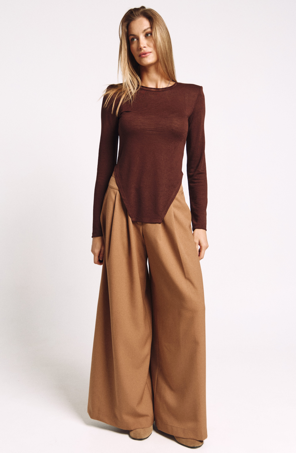 Лонгслив фигурный 1257 корица