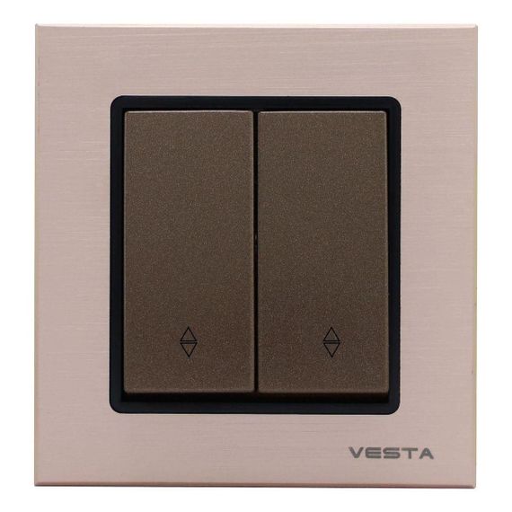 Выключатель двуклавишный проходной Vesta-Electric Exclusive Champagne Metallic шампань FVK050205BSH