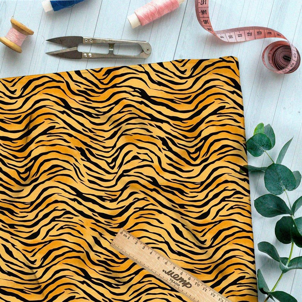 Ткань премиум интерлок тигровые полоски