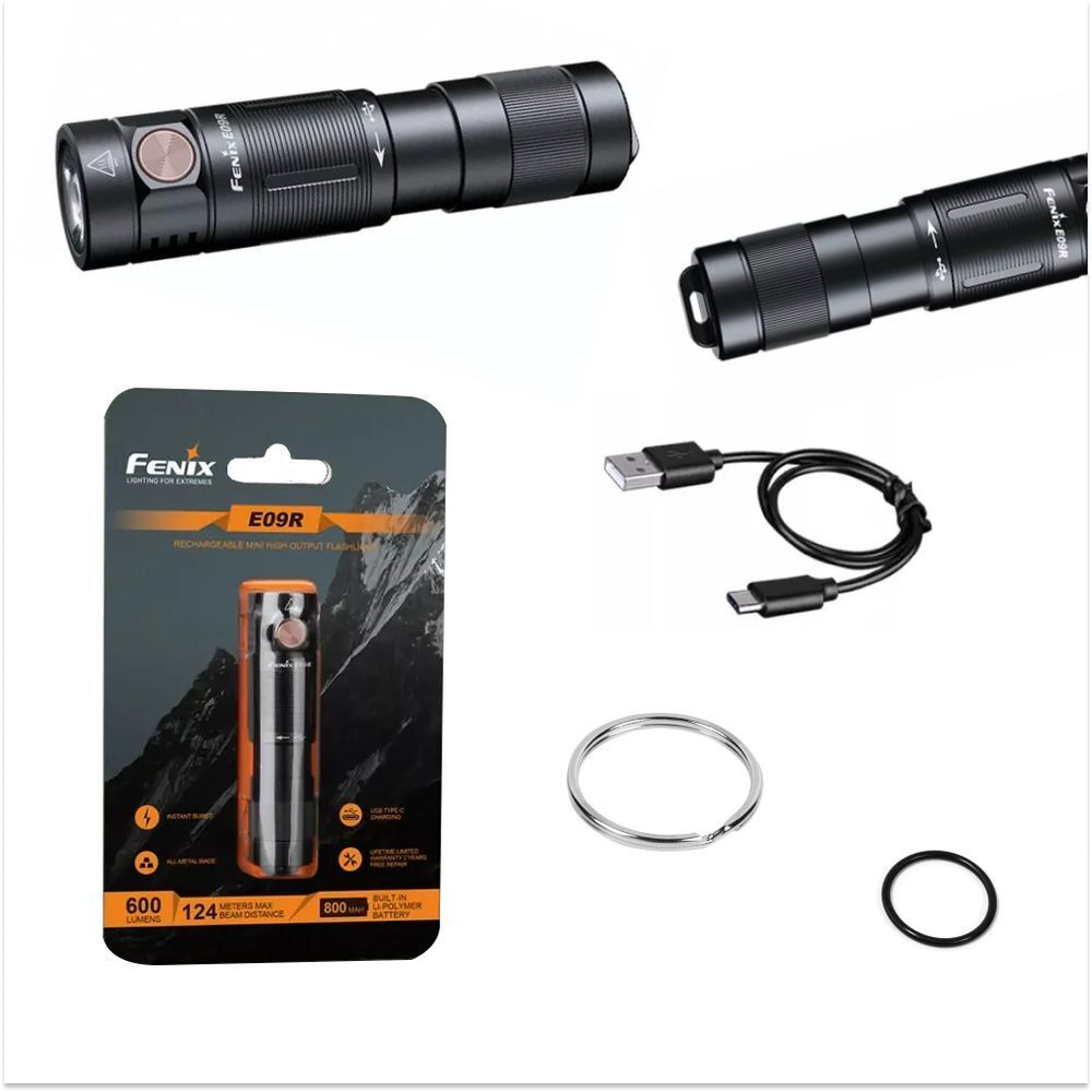 Фонарь Fenix E09R, черный
