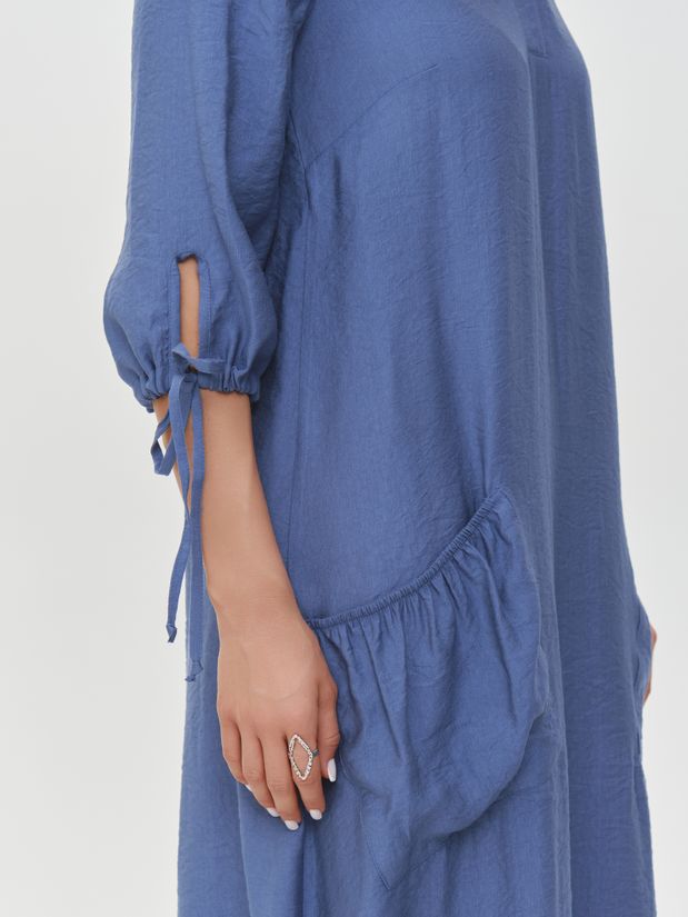 Платье БОХО с карманами, голубой