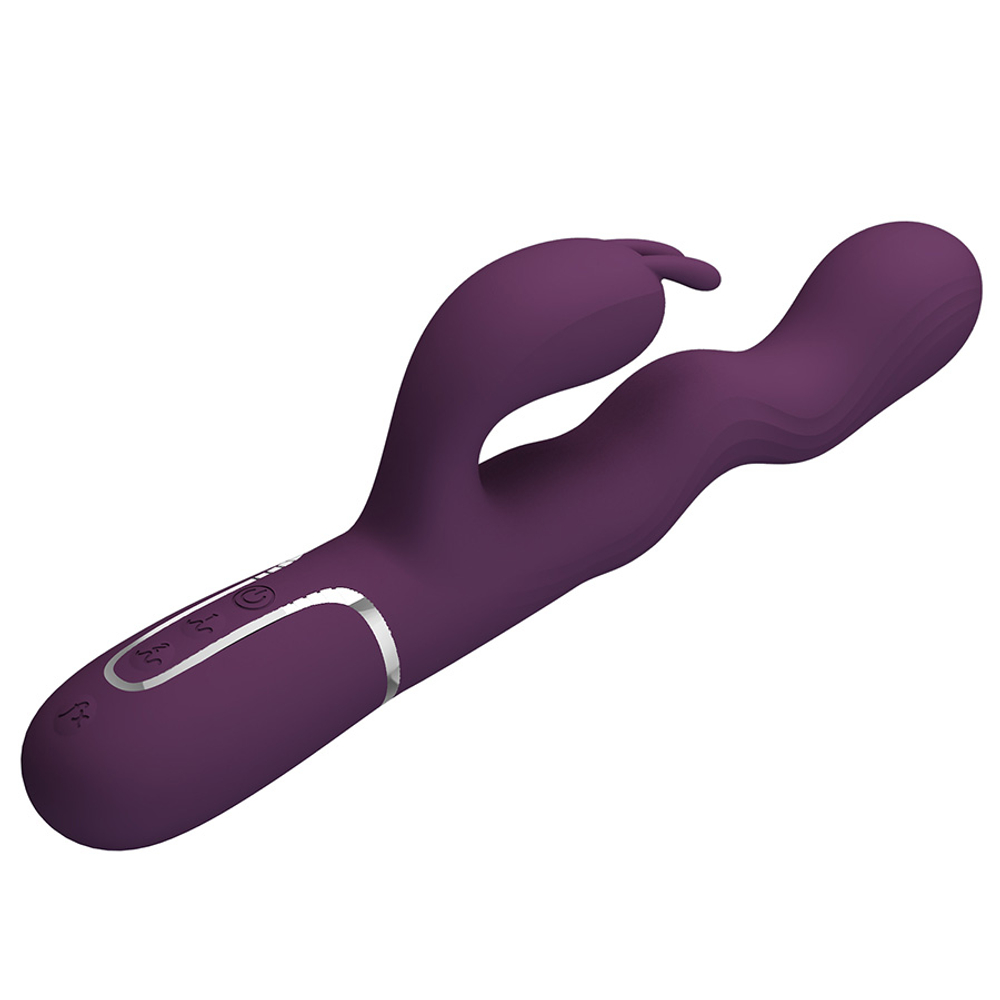 Фиолетовый вибратор-кролик 24,9см с волновыми движениями Pretty Love Waving & Vibrating Rabbit Laursen Dark Purple BW-500089-1