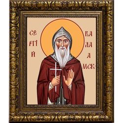 Сергий Валаамский преподобный. Икона на холсте.