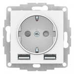ATLASDESIGN РОЗЕТКА 16А с 2 USB A+A, 5В/2,4А, 2х5В/1,2А, механизм, БЕЛЫЙ ATN000130