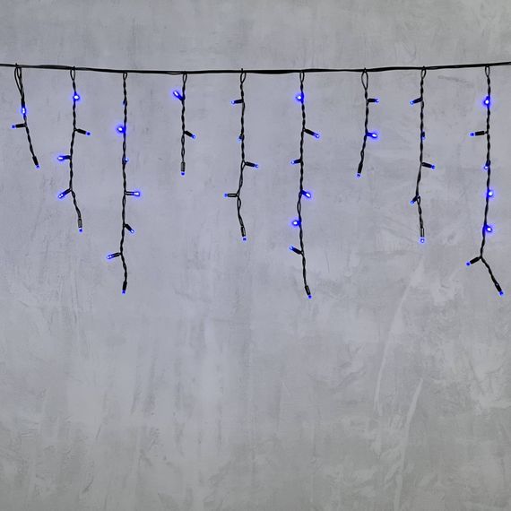 Светодиодная бахрома с колпачком 3,1*0,5 м., 120 синих LED ламп, каучуковый черный провод, LTC (LL120-1-2B)