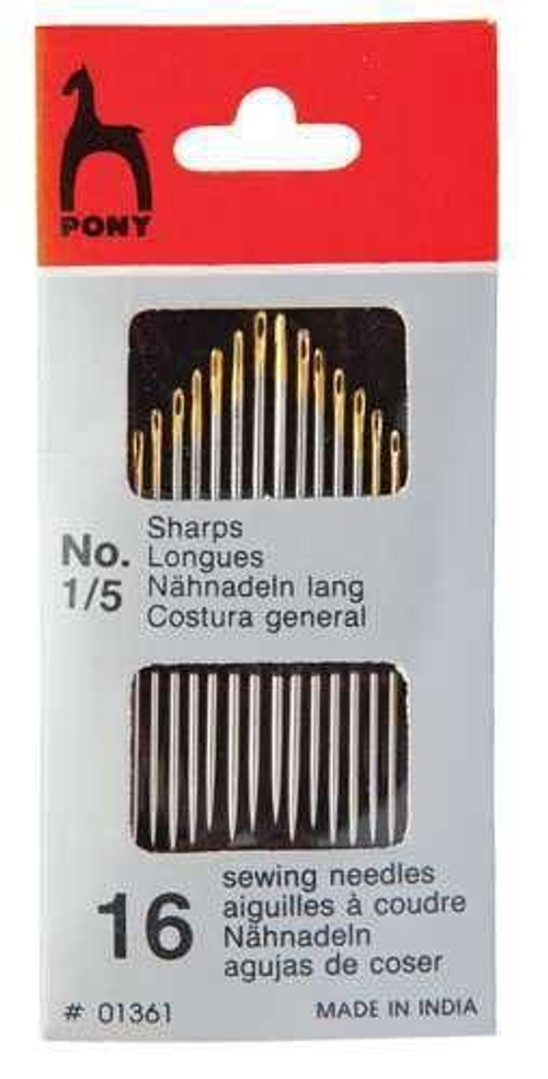 Иглы швейные разм.1-5 уп.16 шт. PONY 01361