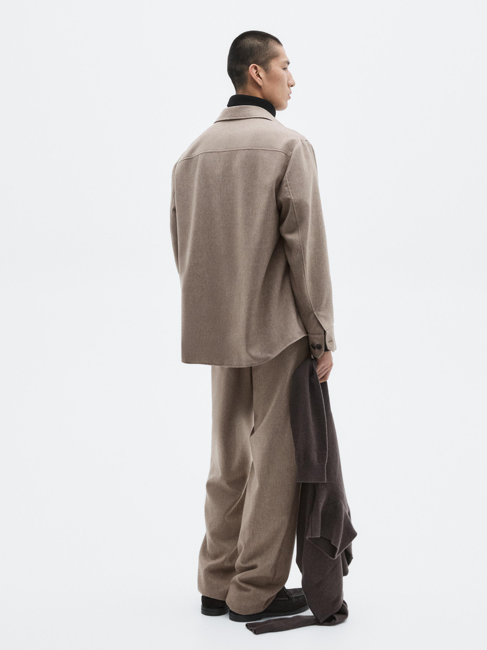 Massimo Dutti Куртка-рубашка из смесовой шерсти с карманами, норка