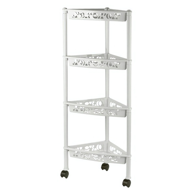 Этажерка Keeplex Light на колесиках четырехсекционная угловая 38,3х22,2х93,5см белое облако