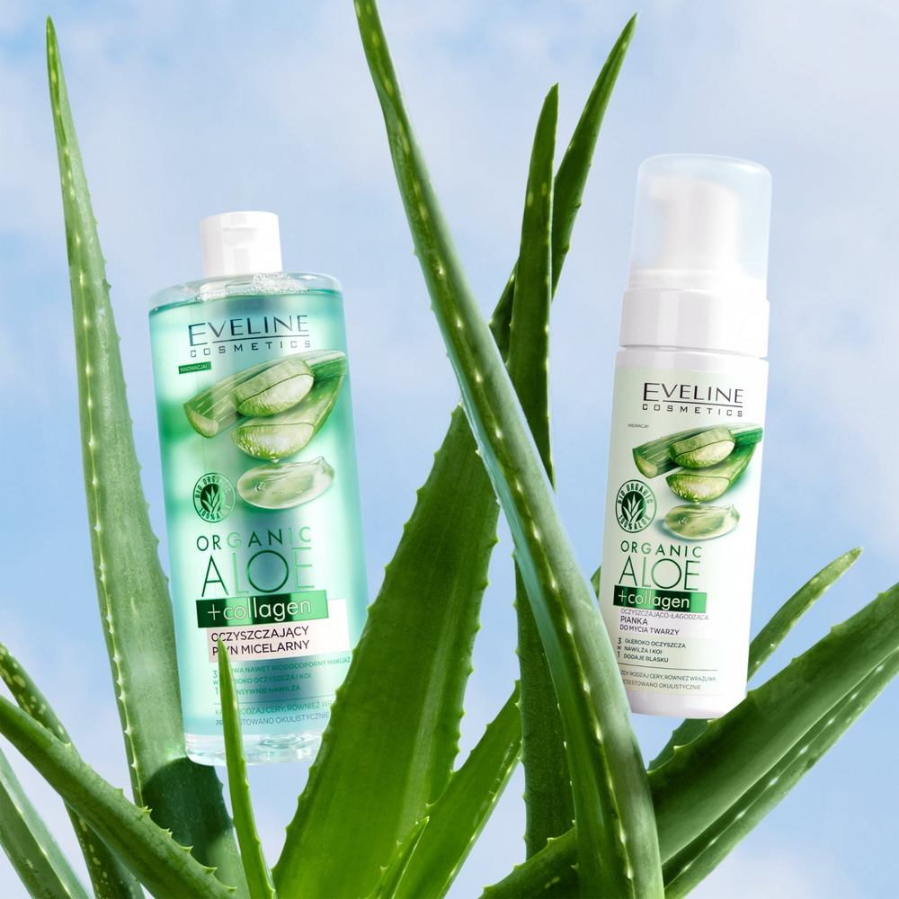 Eveline Cosmetics Organic Aloe+Collagen - очищающая мицеллярная вода /   500  ml  / GTIN 5903416007524