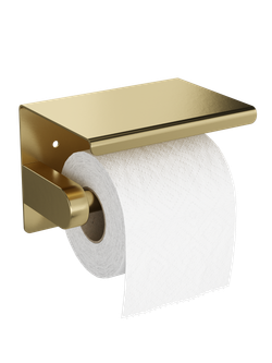 Держатель для туалетной бумаги STWORKI Хельсинки S33345GM настенный, матовое золото, с полкой