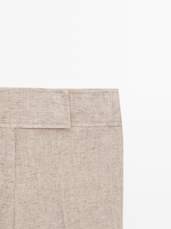 Massimo Dutti Капри из меланжевой льняной ткани, бежевый