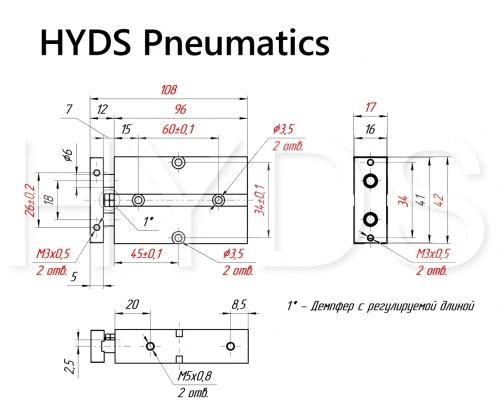 TN 10x50-S Пневмоцилиндр двухпоршневой