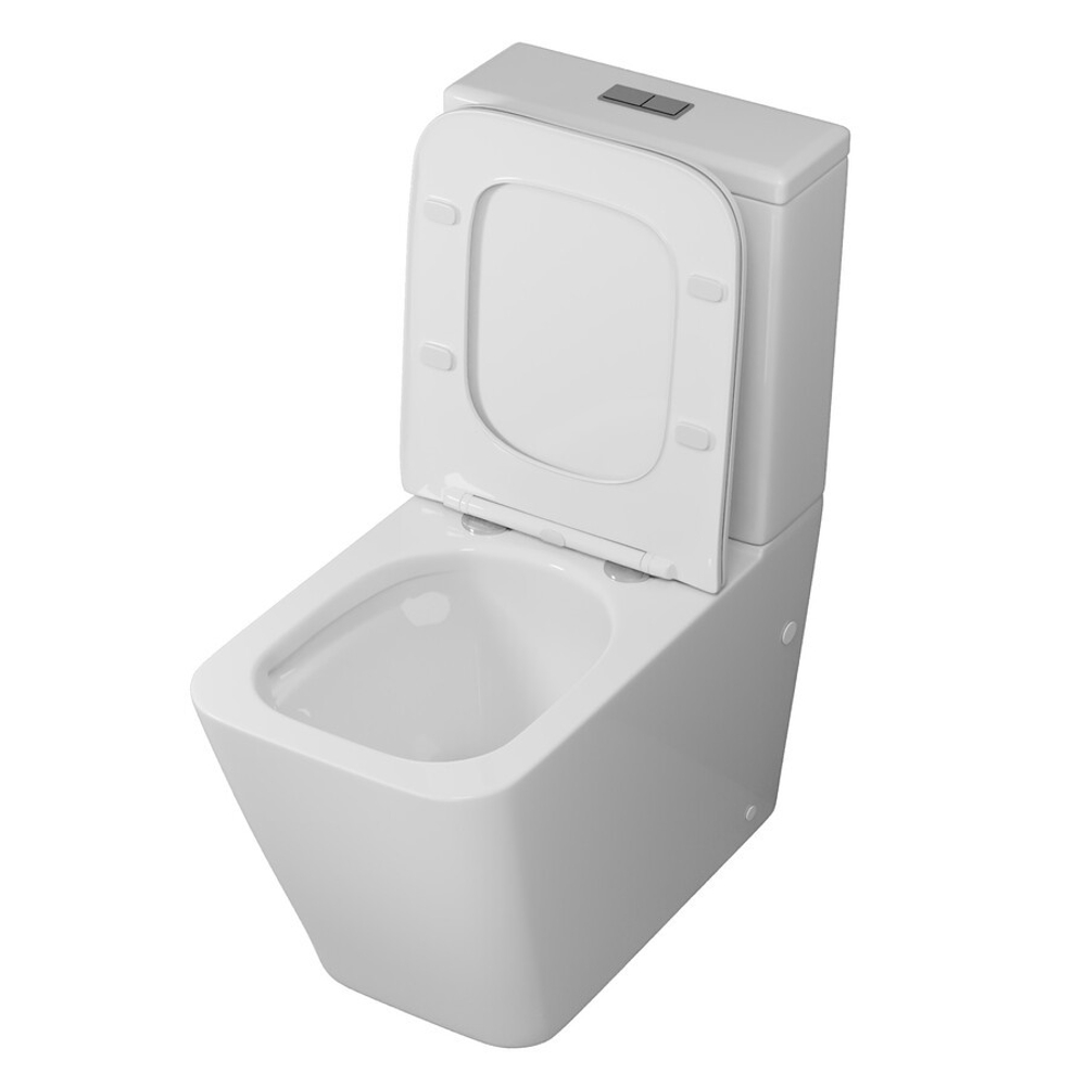 Унитаз напольный Grossman Classic GR-4445SQ (635х380х830) безободковый,белый с тонкой крышкой,микролифт,смыв торнадо,2 места