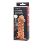 Телесная закрытая насадка 15,6см с шариками Kokos Cock Sleeve 010 Size M