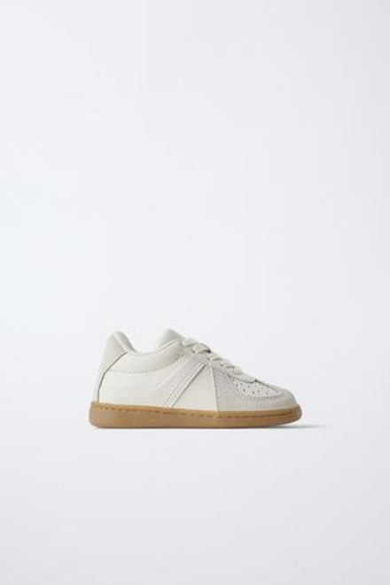 ZARA КОЖАНЫЕ КРОССОВКИ, БЕЛЫЙ
