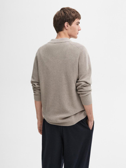 Massimo Dutti Вязаный свитер с воротником-поло, норка