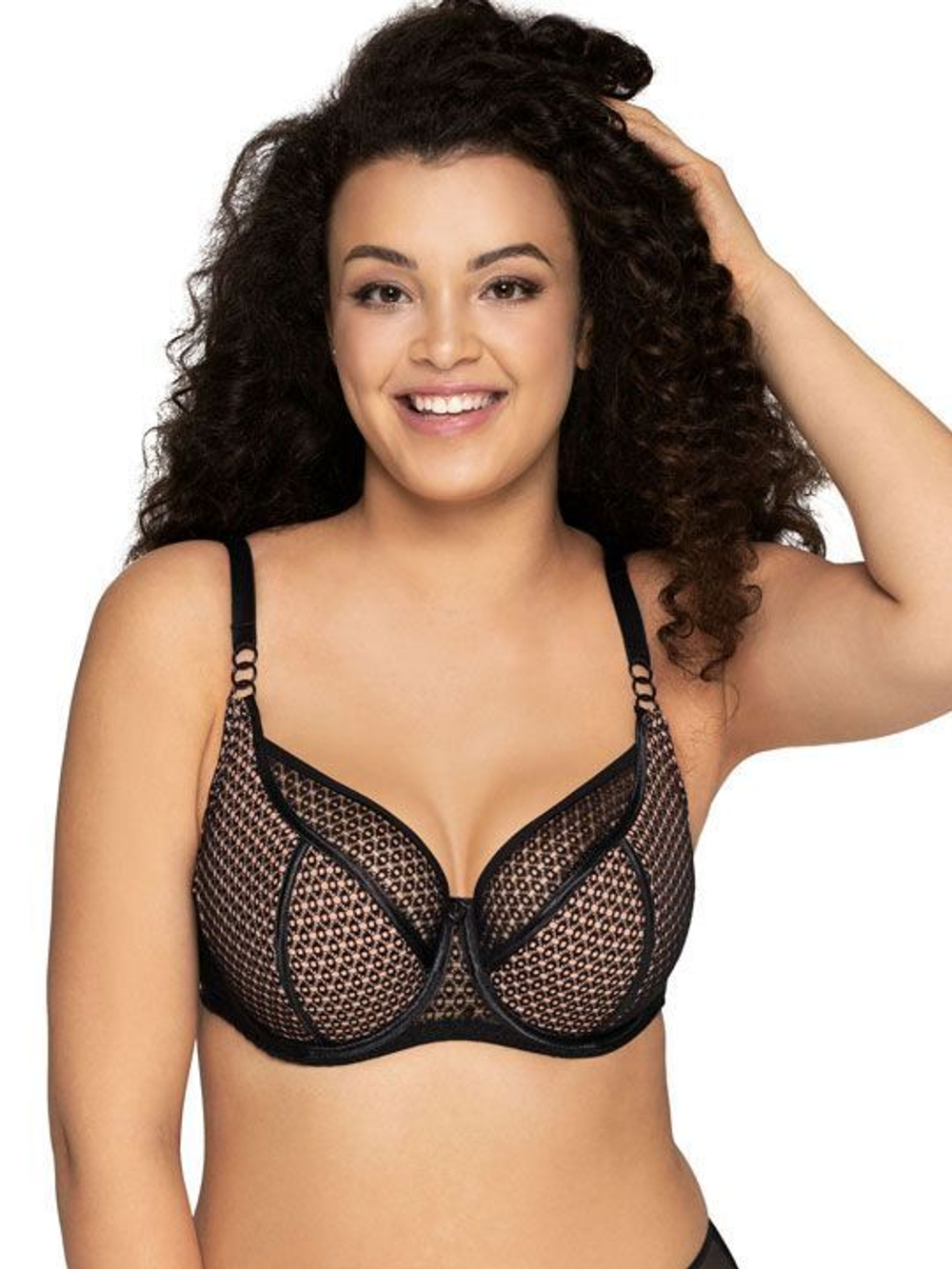 Бюстгальтер plus size на косточках с эффектом перфорации (Размер: 95F) (Цвет: черный)