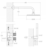 Встраиваемый термостатический смеситель для душа на 2 выхода с тропическим и ручным душем ODISEA JOYA K5987021
