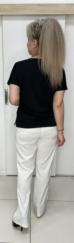 Футболка-блузон со стразовым принтом "очки"