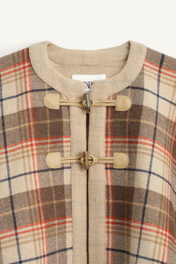 ZARA ПОНЧО С КРУГЛЫМ ВЫРЕЗОМ, БЕЖЕВО-КОРИЧНЕВЫЙ