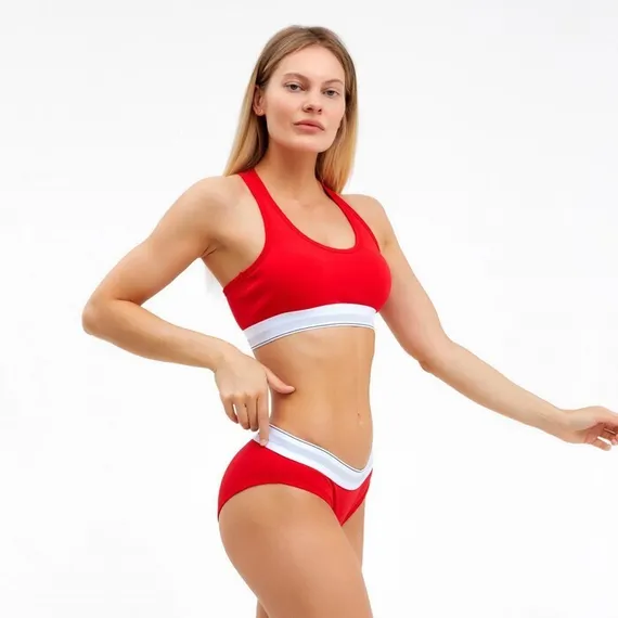 Комплект женский (топ/трусы), цвет красный МИКС, размер 44-46