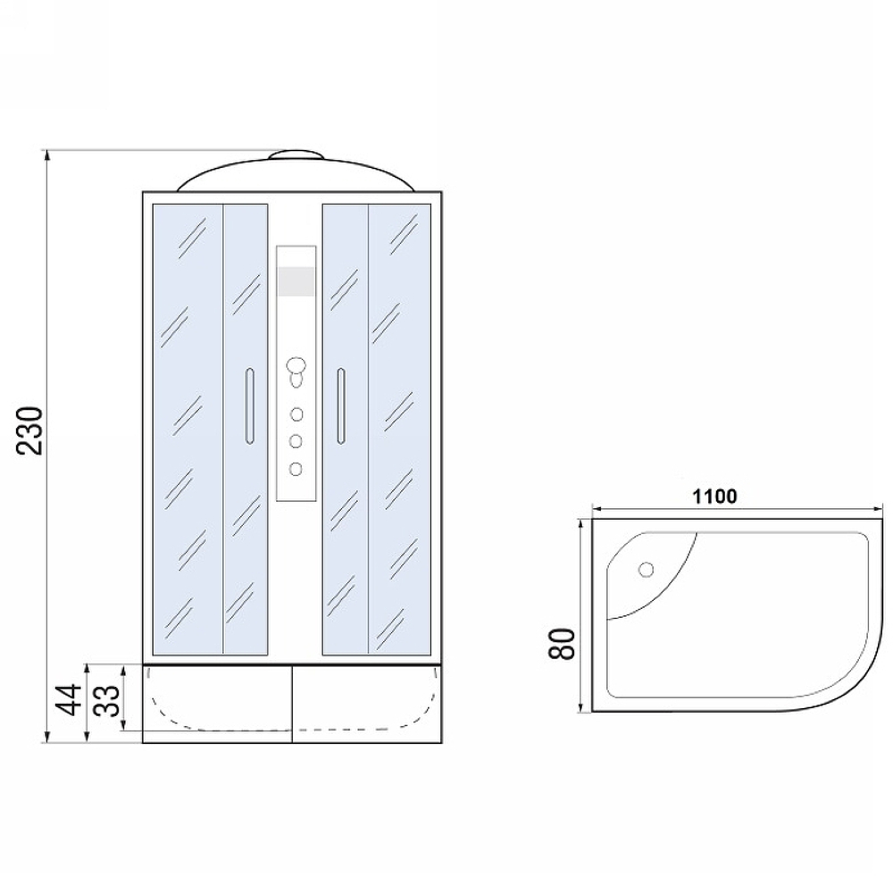 Душевая кабина River Dunay XL 110x80 MT L 10000006192 с поддоном