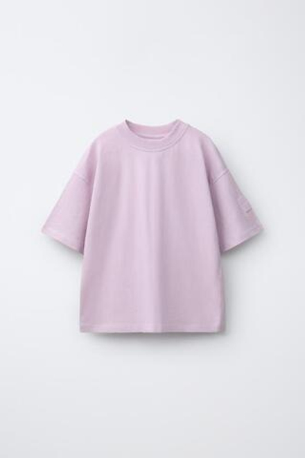 ZARA ФУТБОЛКА GARMENT DYE, СВЕТЛО-СИРЕНЕВЫЙ
