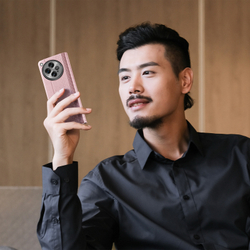 Чехол розового цвета с премиальной искусственной кожи от Dux Ducis для OnePlus Open и OPPO Find N3, серия Bril Series Case