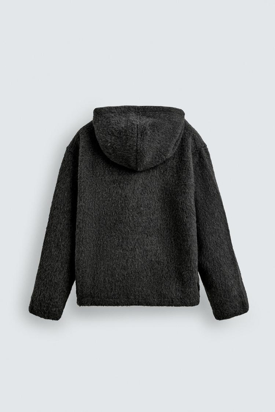ZARA КУРТКА-РУБАШКА С КАПЮШОНОМ, СЕРЫЙ