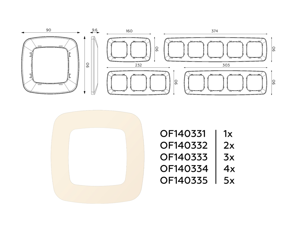 OF140332 Рамка OMEGA Ecta (Бежевый матовый) 2-ая