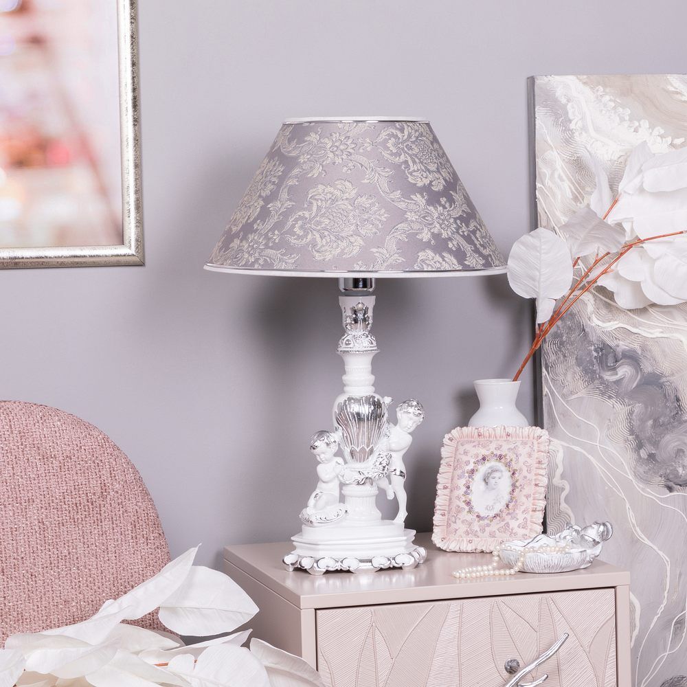 Настольная лампа Путти Сильвер с абажуром Vatican (Ватикан) Сильвер