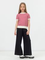 Джемпер для девочки с коротким рукавом AT996 молочный-красный