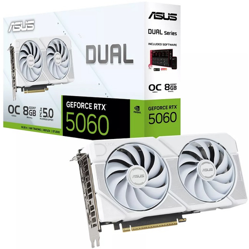 Видеокарта ASUS GeForce RTX 5060 DUAL WHITE OC 8GB (DUAL-RTX5060-O8G-WHITE), (90YV0N15-M0NA00)