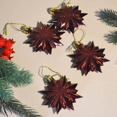 Елочные игрушки 4шт 6см "Таинственное очарование. Звезда", темный рубин