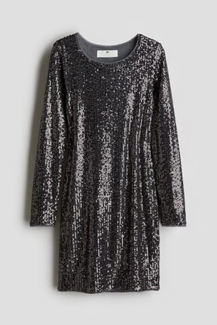 H&M Платье с пайетками, серый