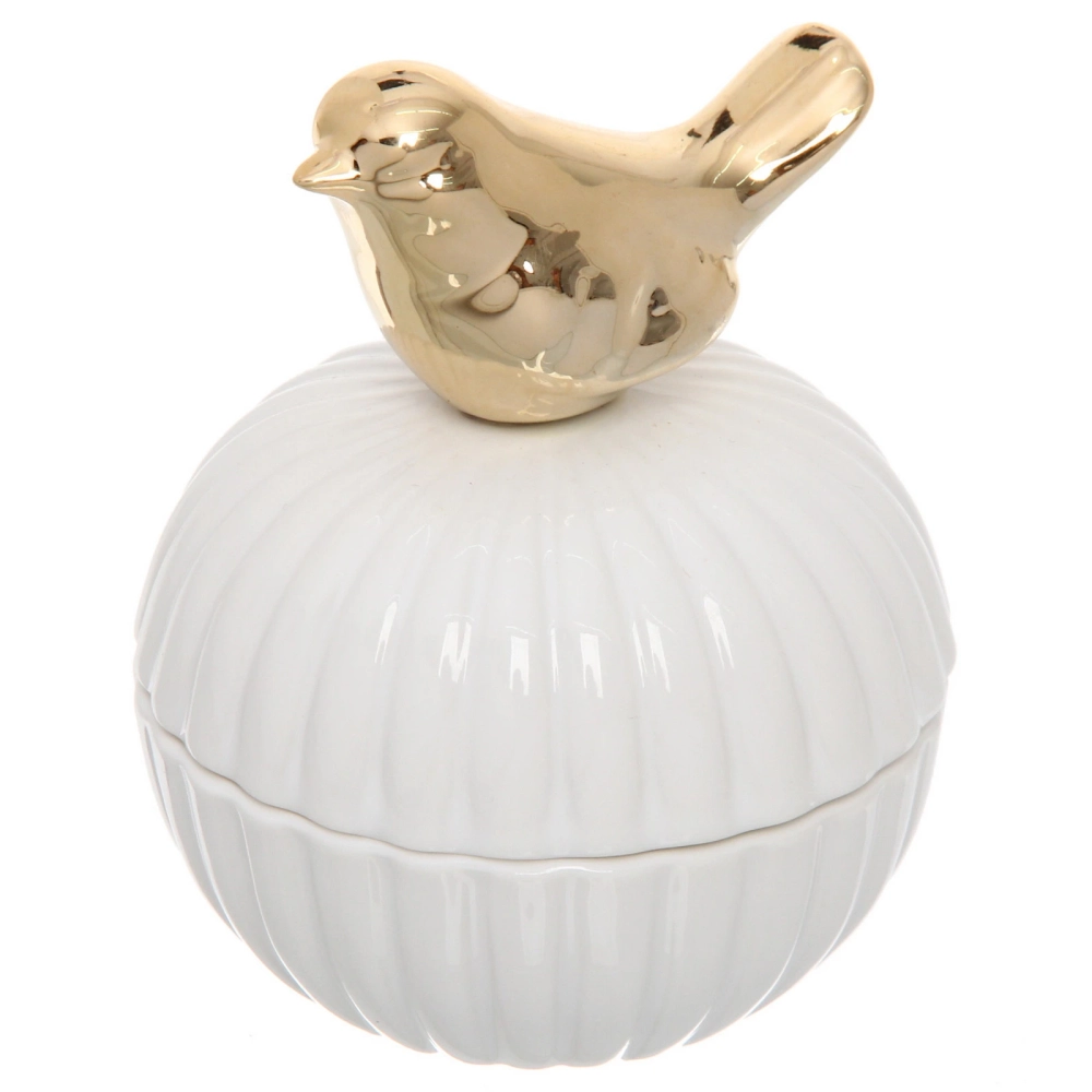 Шкатулка керамическая «GOLD Podarok», птичка, цвет белый, 9,8*7,5*3см (в инд. коробке)