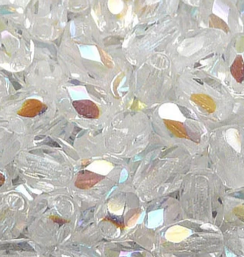 Fire Polished Olives 7 x 5 mm Crystal AB FP00030 (Белый)