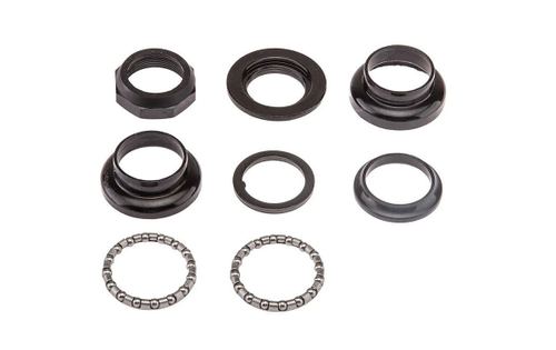 Рулевая колонка FP-H501 резьбовая, для штока вилки с резьбой 1" х 24tpi, диаметр патрона выноса руля/рулевого стакана/кольца короны - 22,2/30/27 мм, общая высота 35 мм, стальная, черная