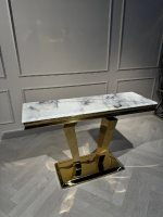 Стол-консоль Ist Casa Адамант, 120х40х78 см, небесный белый, золотой