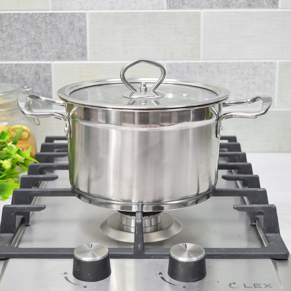 Кастрюля 2,6л из нержавеющей стали, индукция