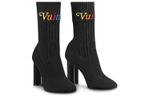 LOUIS VUITTON Silhouette Cloth Ankle Boots "Black" Women"s