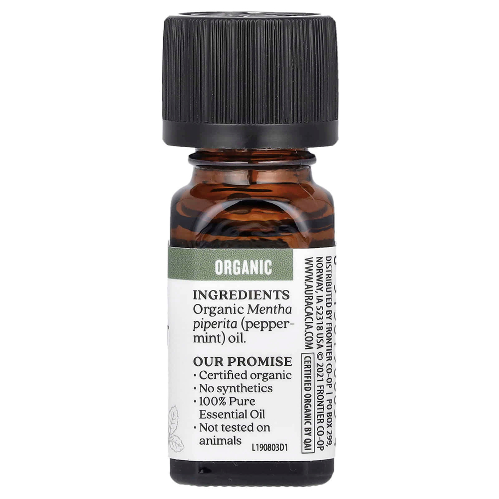 Aura Cacia, Органическое чистое эфирное масло, перечная мята, 7,4 мл (0,25 жидк. унц.)