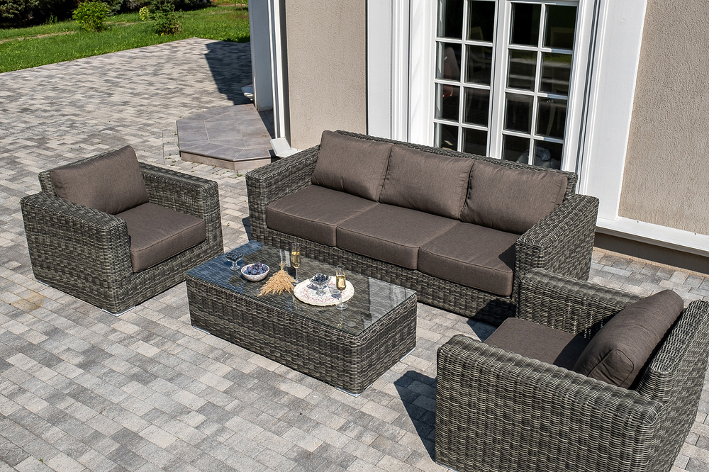 "Боно" лаунж-зона из искусственного ротанга, цвет графит