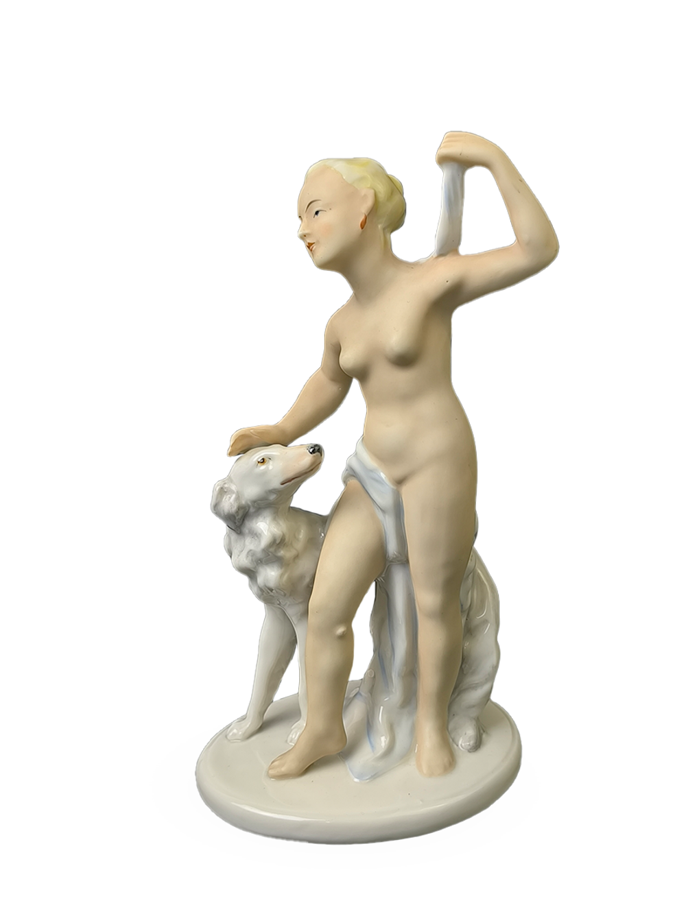 Фарфоровая статуэтка "Девушка с борзой" Wallendorf