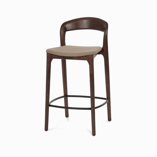 Полубарный стул Canada деревянный темно-бежевая ткань