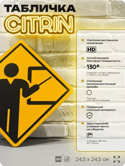 Табличка декоративная "Учитель" на дверь и стену, информационная, декоративный знак, 24,5х24,5 см, пластиковая, Айдентика Технолоджи